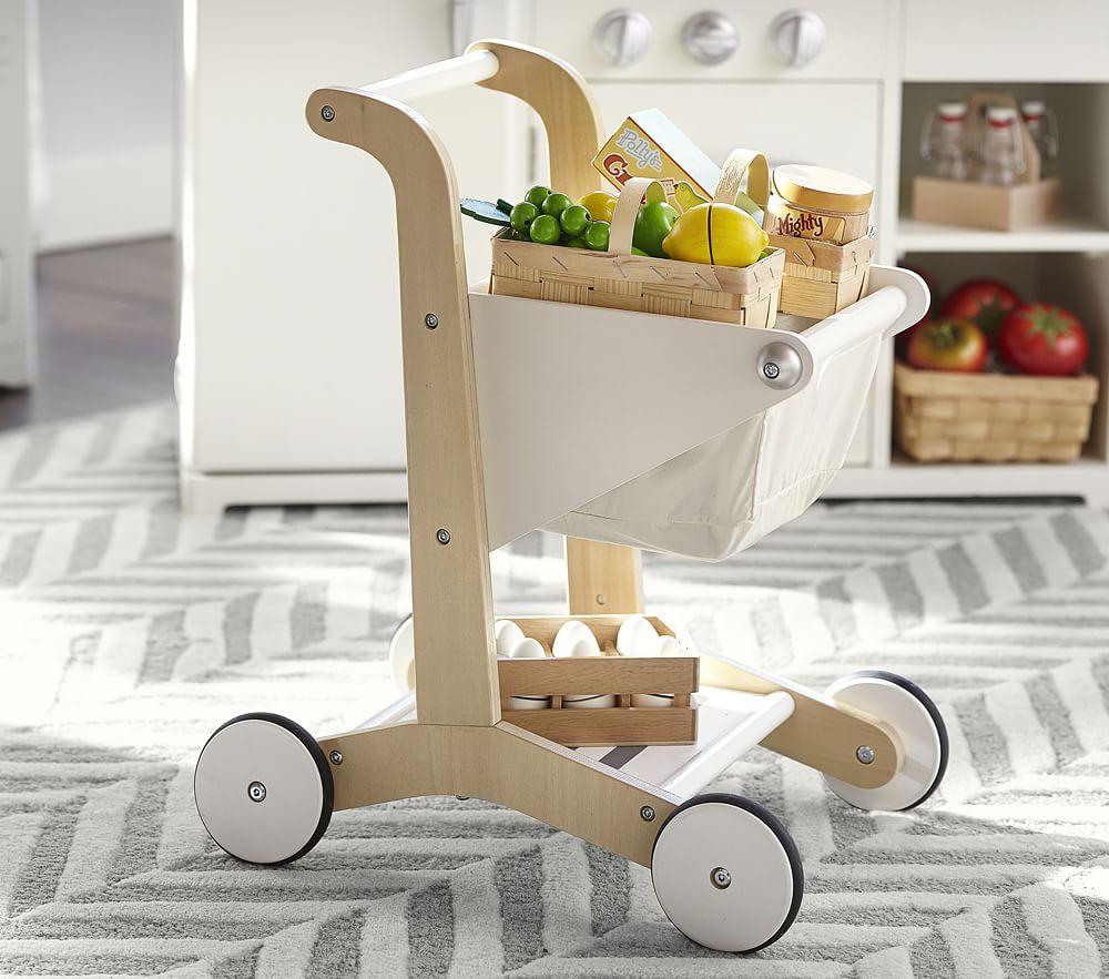 Kids wooden shopping trolley sales